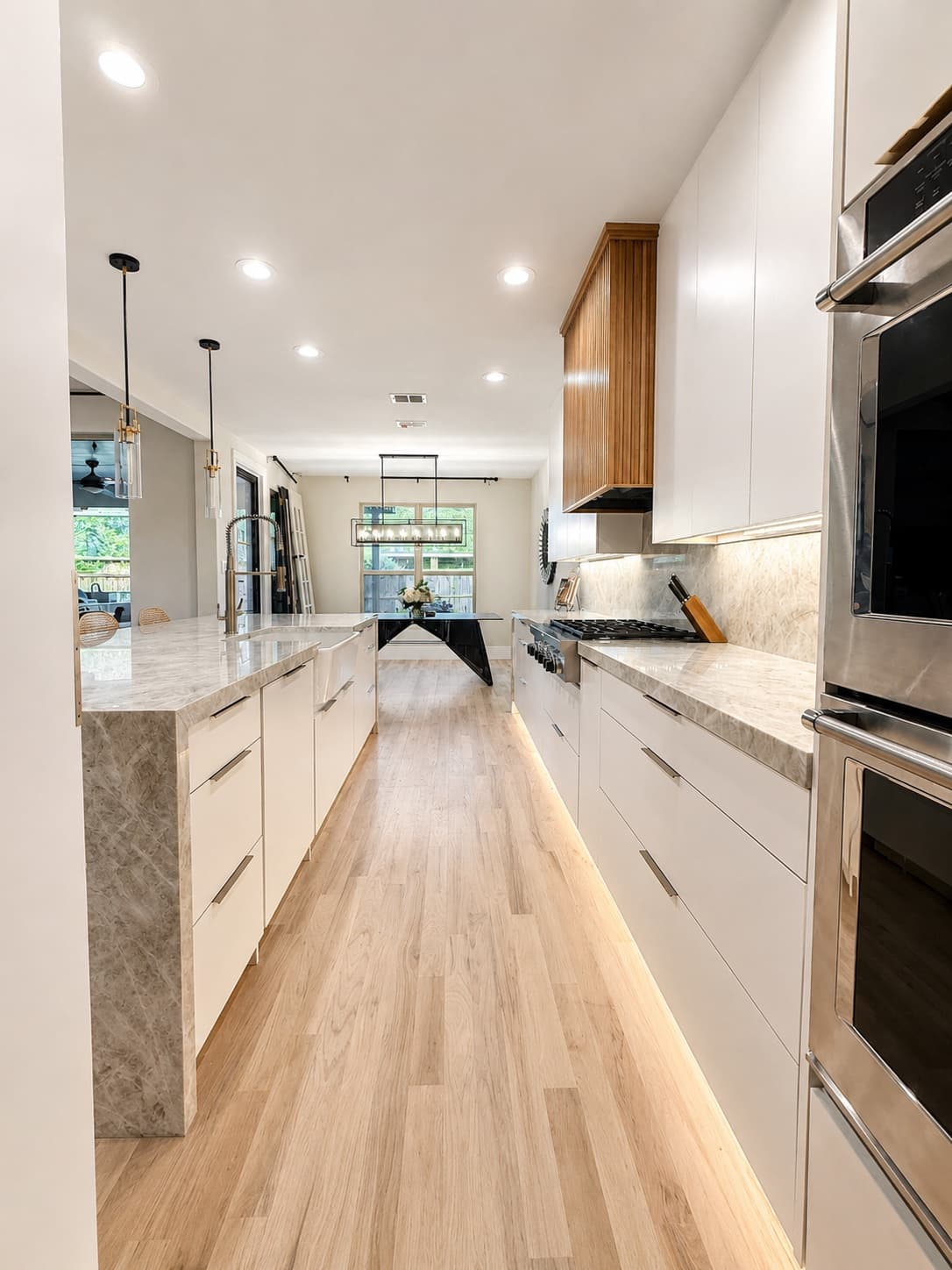 Kitchen hallway flow toward dining room, Southlake remodel